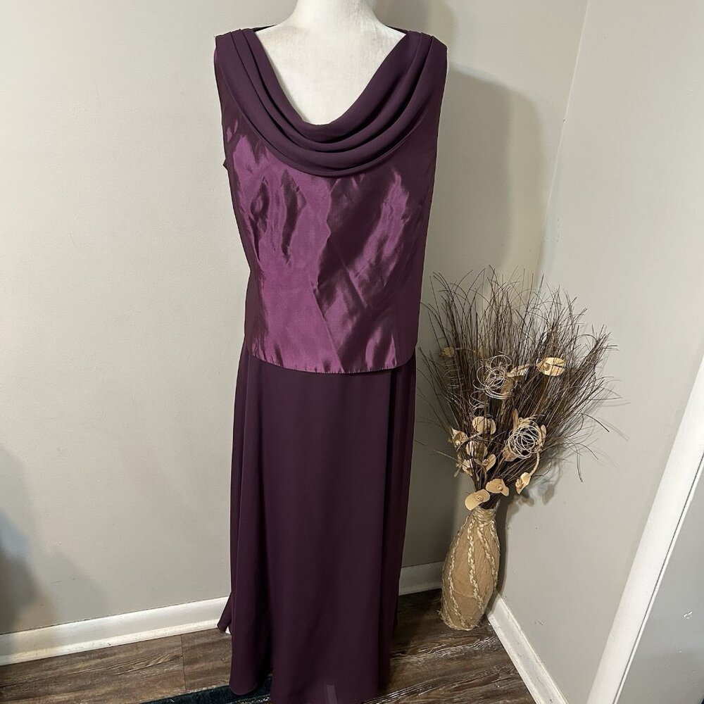 Michaelangelo 2pc Set Purple Metallic Tank Top & Maxi Skirt Formal Evening Sz 22
